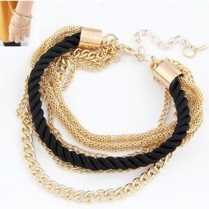 Gold Chain Layered Braided Bracelet Accessory